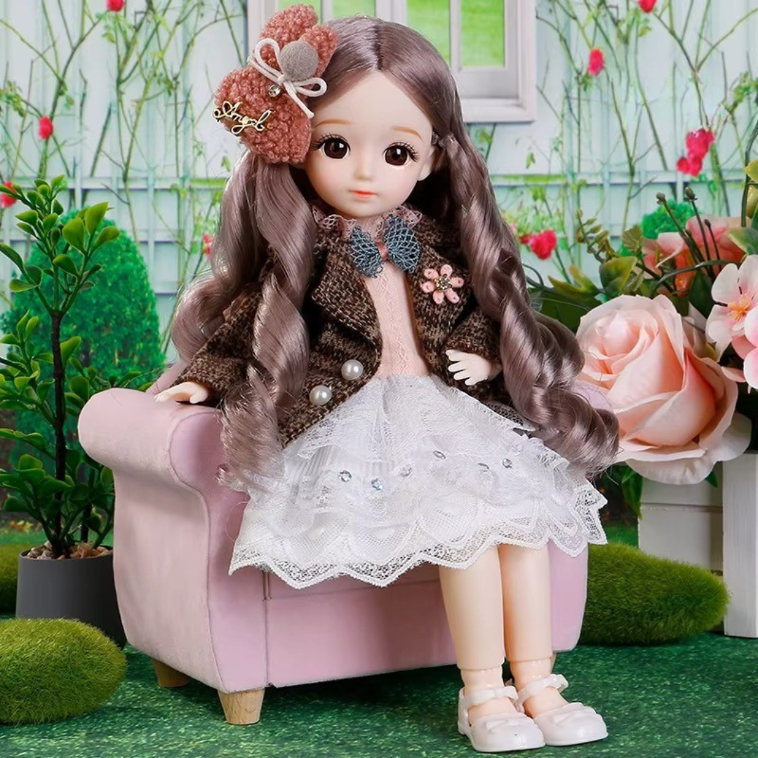 Rörlig Docka 30 cm – med kläder och 3D-ögon