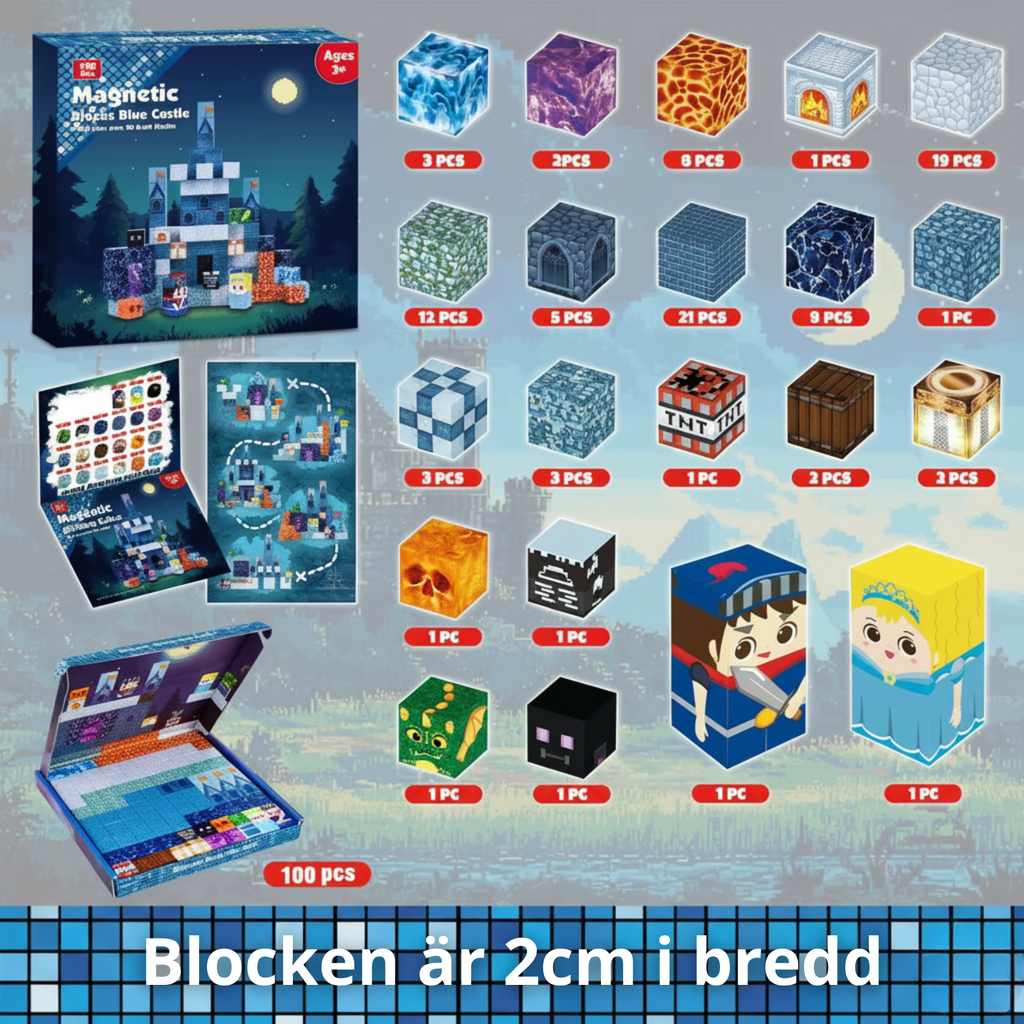 BuildBits™ Blue Kingdom – magnetiskt byggset med blått slottsäventyr