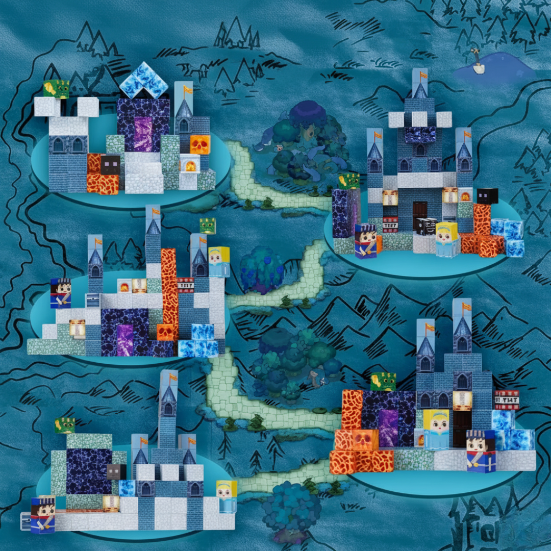 BuildBits™ Blue Kingdom – magnetiskt byggset med blått slottsäventyr