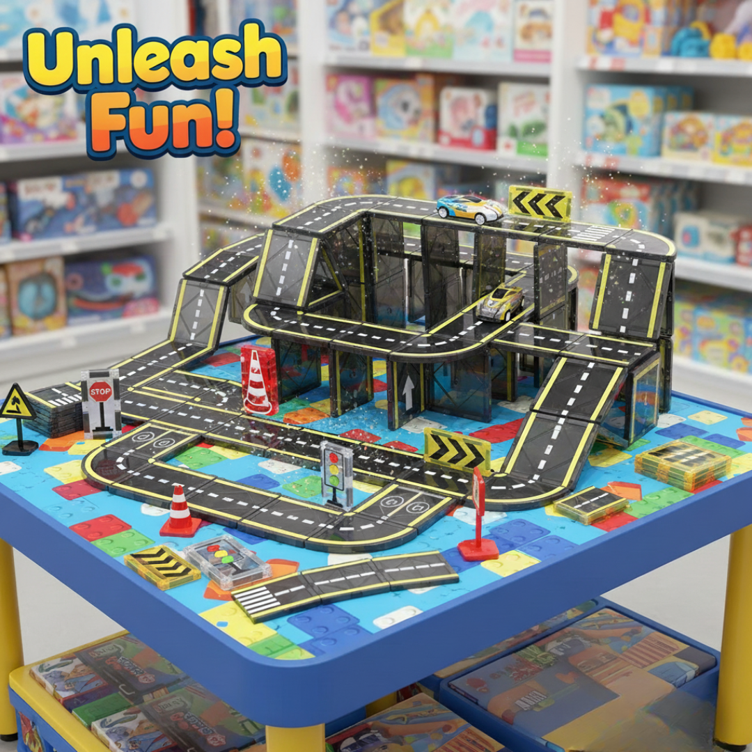 Magnetic Road Set – byggset med bilar