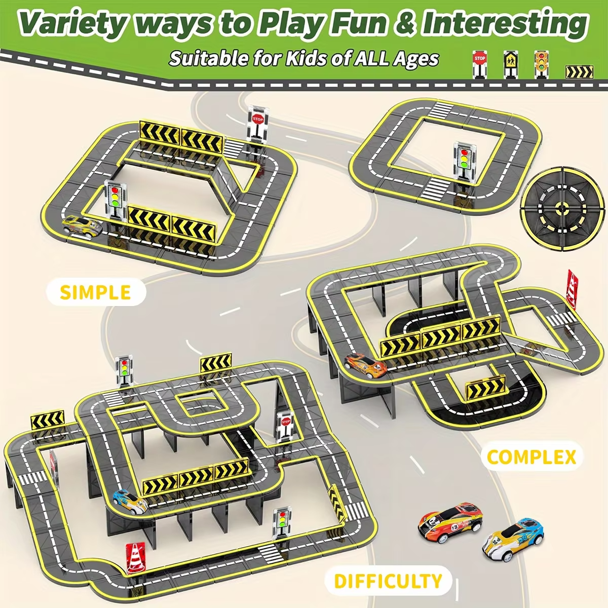 Magnetic Road Set – byggset med bilar